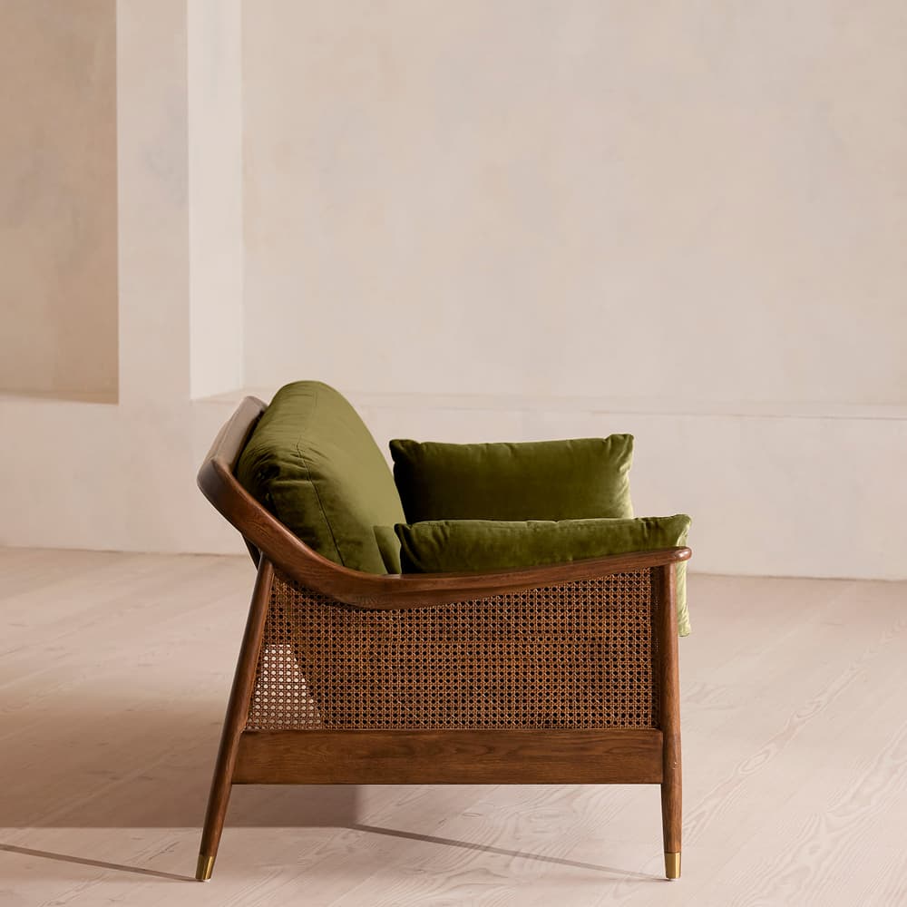 Atlanta Three Seater Sofa - Velvet - Olive - Images - Image 3