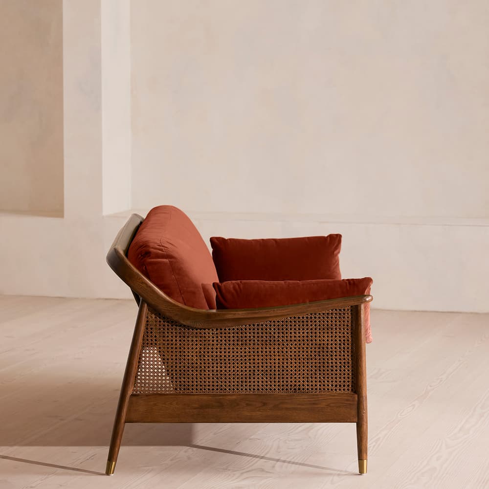 Atlanta Three Seater Sofa - Velvet - Rust - US - Images - Image 3
