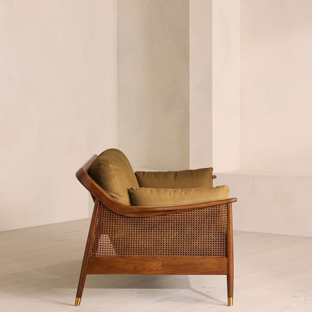 Atlanta Three Seater Sofa - Linen - Ochre - Images - Image 3