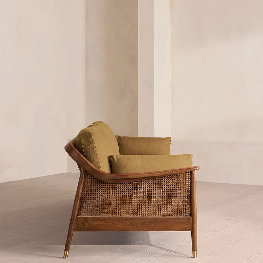 Atlanta Four Seater Sofa - Linen - Ochre - US - Images - Image 3