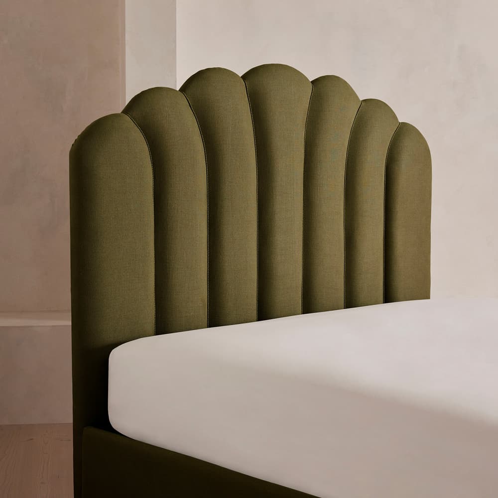 Manette Bed - with Twisted Cord - Double - Linen - Olive - Images - Image 3