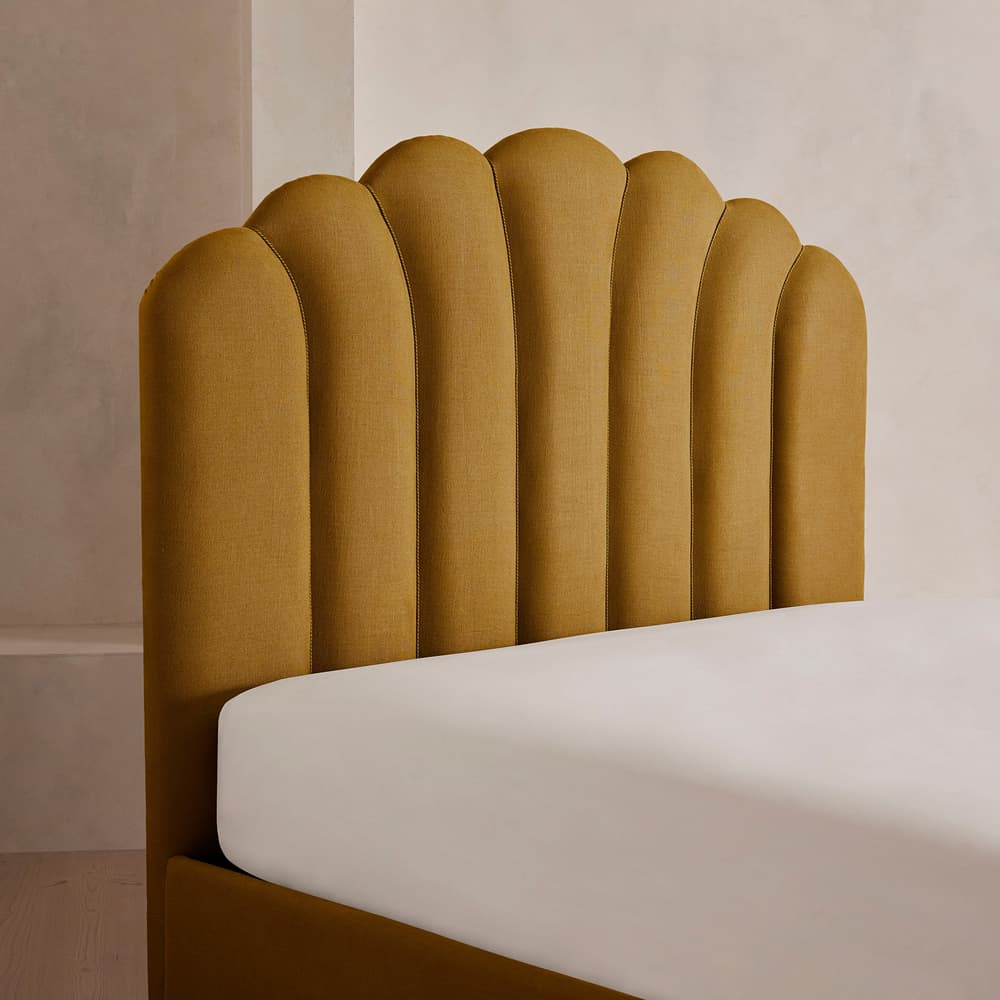 Manette Bed - with Twisted Cord - Double - Linen - Turmeric - UK - Images - Image 3