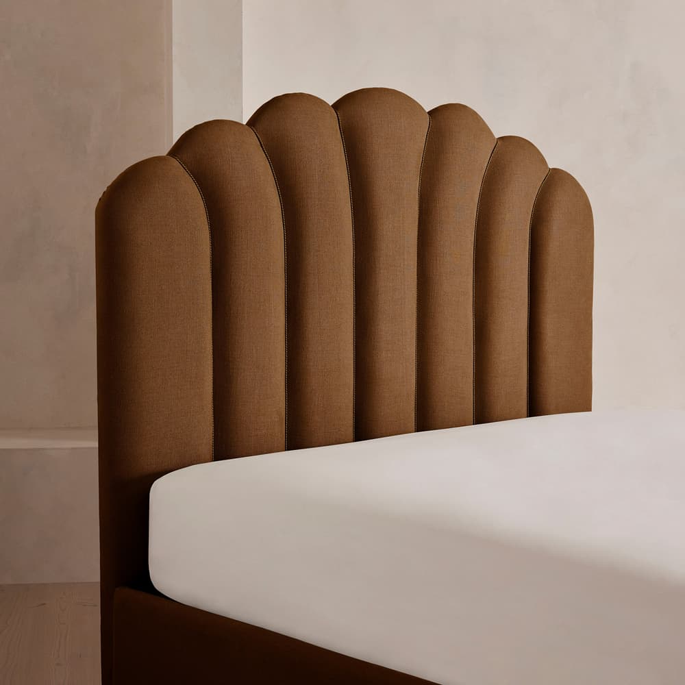 Manette Bed - with Twisted Cord - Double - Linen - Terracotta - UK - Images - Image 3