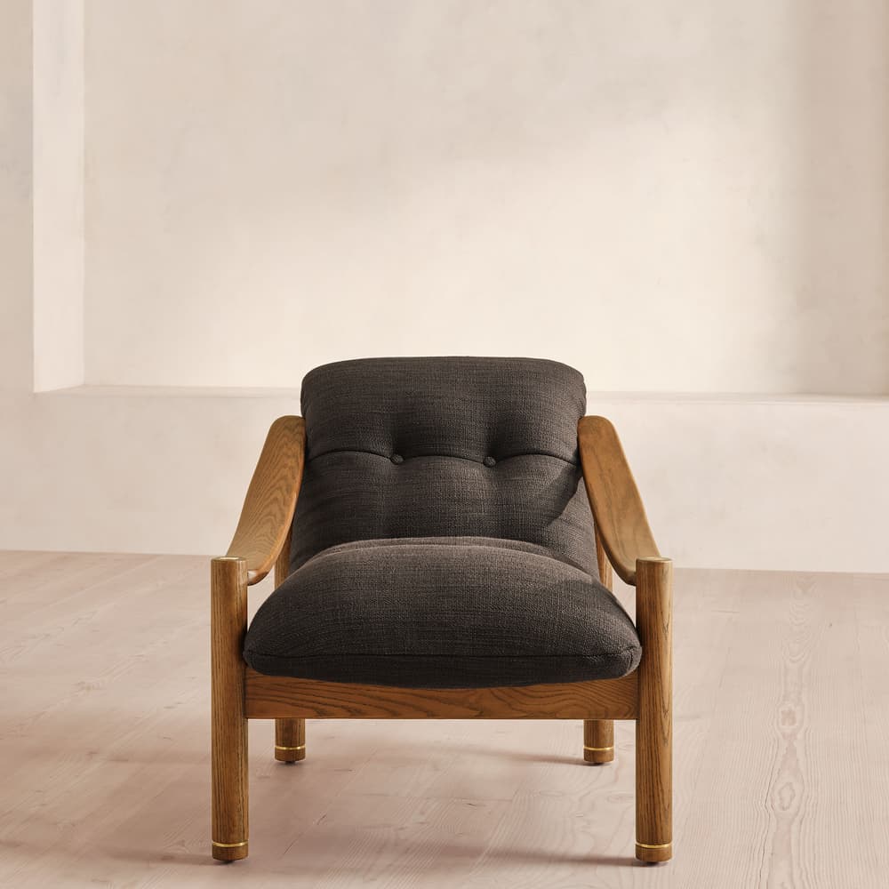 Karine Armchair - Dark Stain - Wool Linen - Cacao - UK - Listing - Image 3