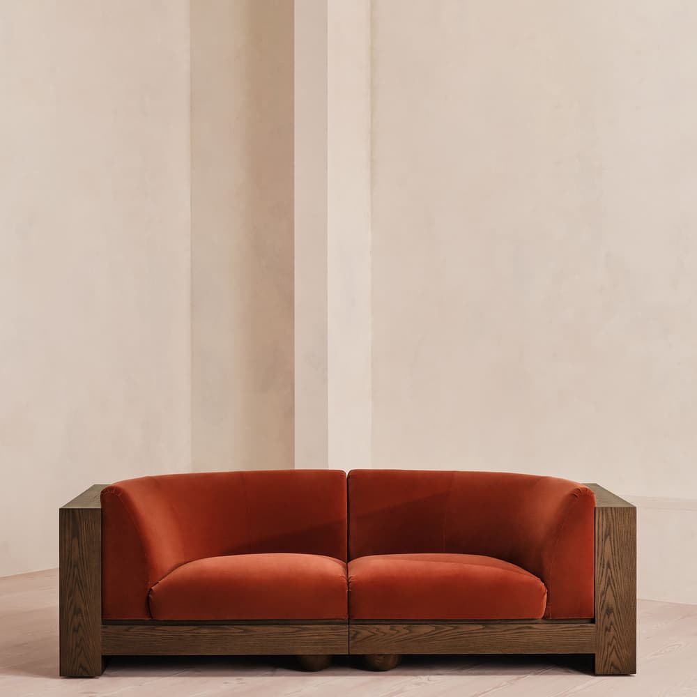 Carter Three Seater Sofa - Velvet - Rust - UK - Listing - Image 3