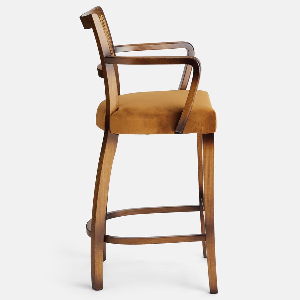 Molina Barstool - Cane Back - Velvet - Mustard - Images - Image 3