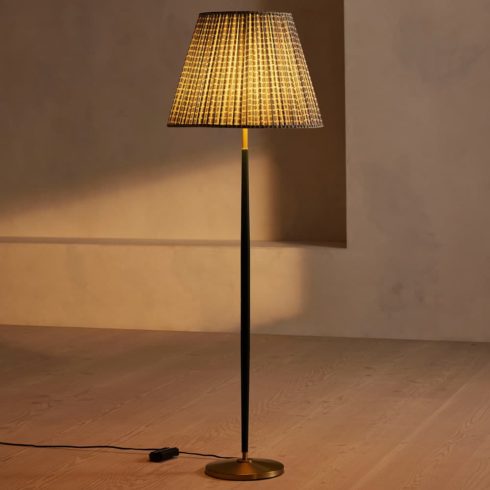 Beckett Leather Floor Lamp - Patterned Shade - Listing - Image 3