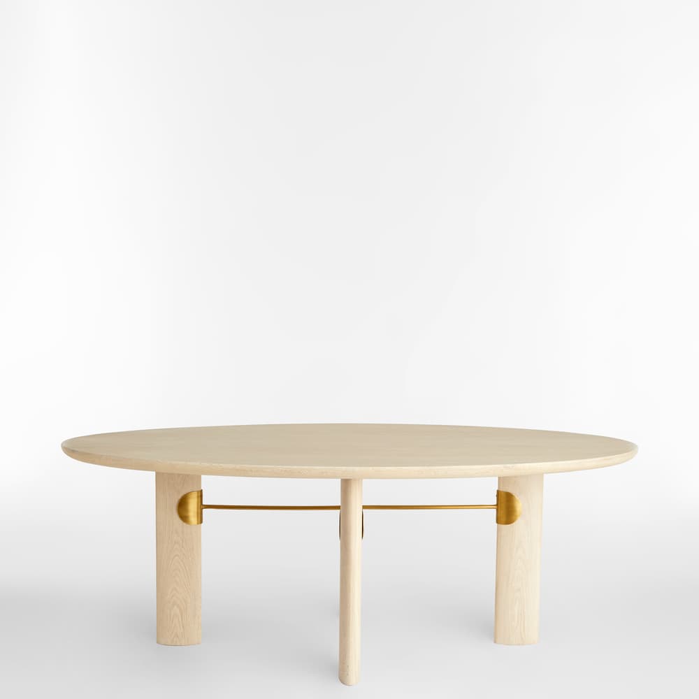 Celena Oval Dining Table - Bleached Oak & Brass - Images - Image 3
