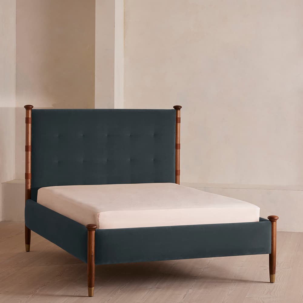 Paolo Bed - Full - Velvet - Grey Blue - US - Listing - Image 3