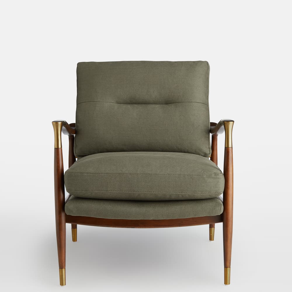 Theodore Armchair - Linen - Khaki - Images - Image 3