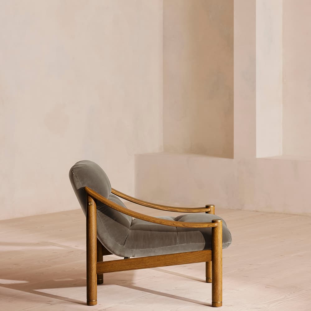 Karine Armchair - Midtone Oak - Taupe Velvet - US - Images - Image 3