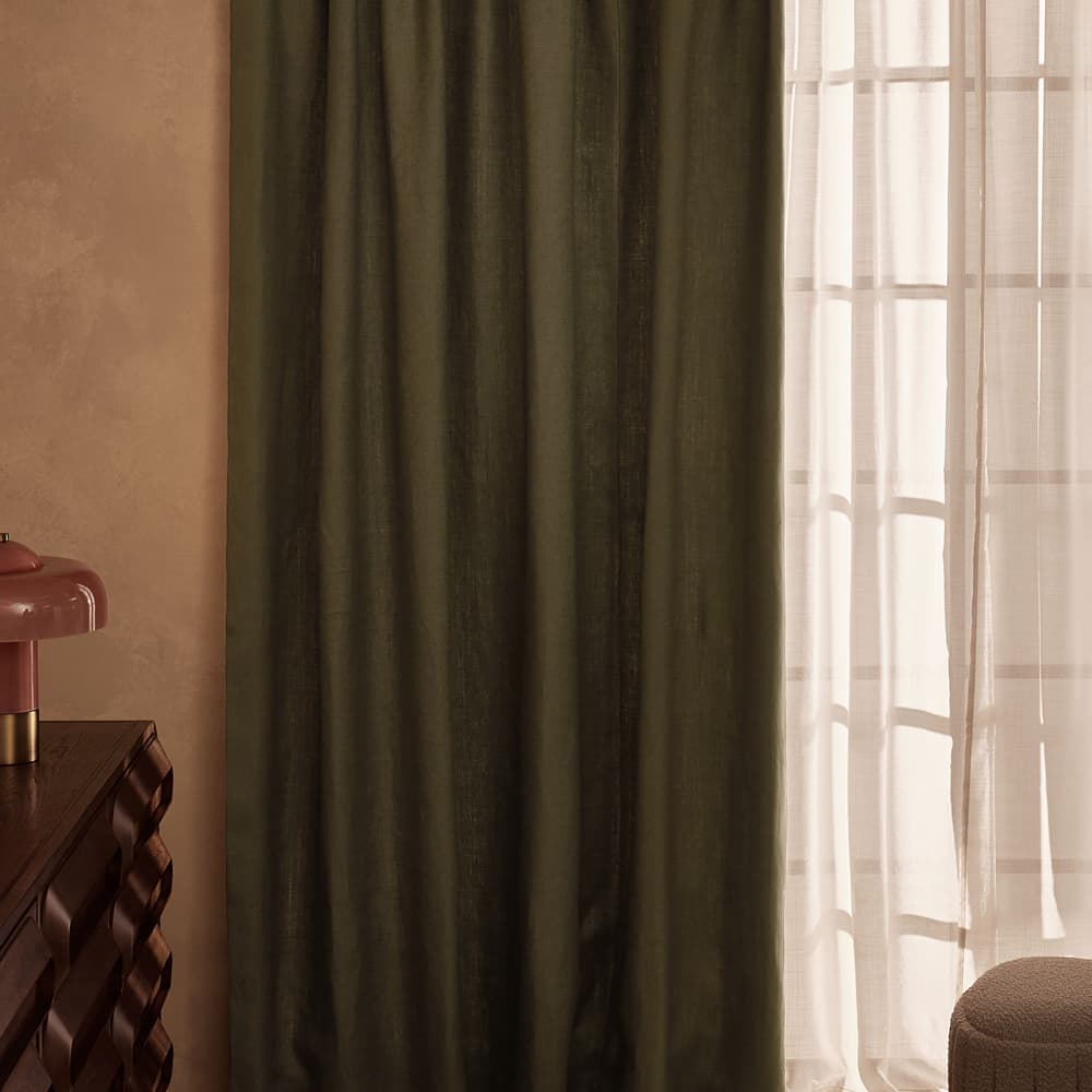 Vinnie Linen Curtains - Sage - Width 193cm Length 228cm - Images - Image 3
