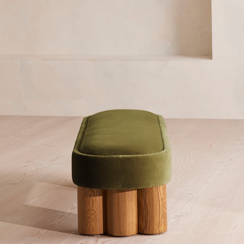 Nieve Bench - Velvet - Olive - Images - Image 3