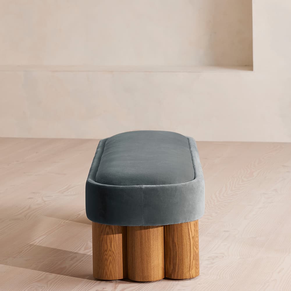 Nieve Bench - Velvet - Grey Blue - Images - Image 3