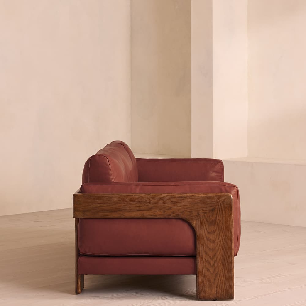 Marcia Three Seater Sofa - Leather - Sangria - Images - Image 3