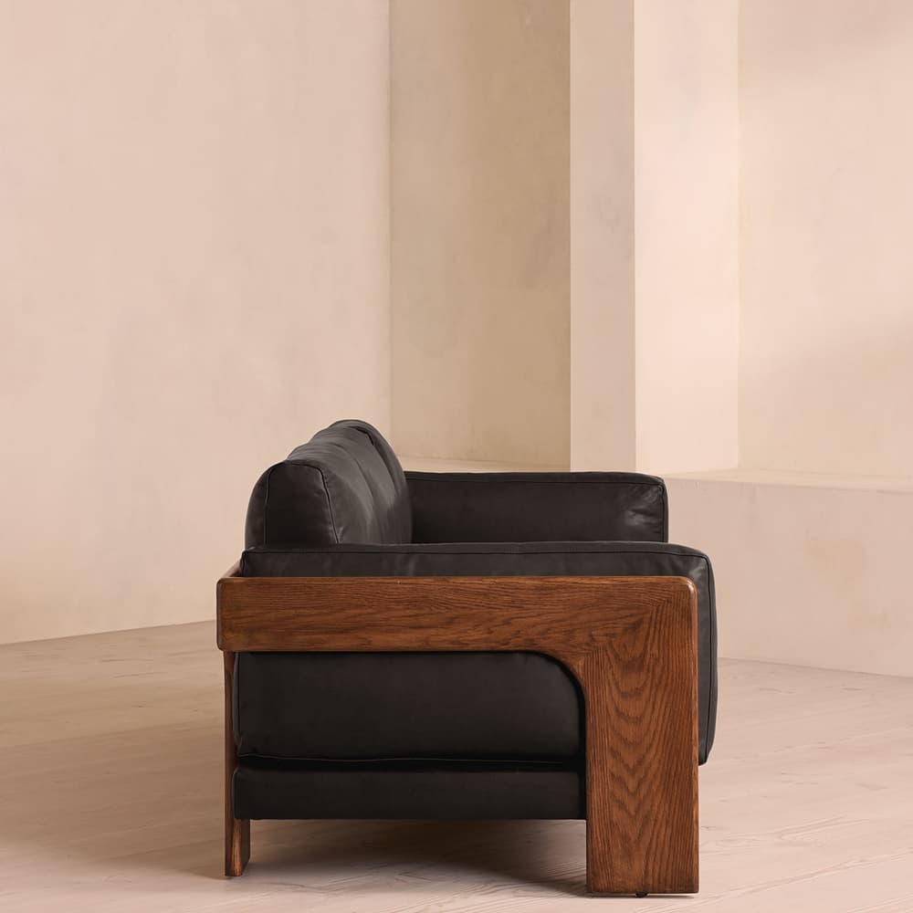 Marcia Three Seater Sofa - Leather - Black - US - Images - Image 3