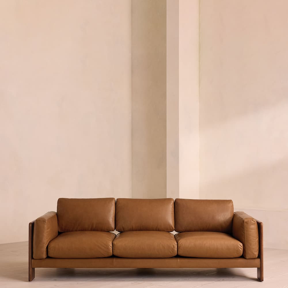 Marcia Three Seater Sofa - Leather - Chestnut - US - Listing - Image 3