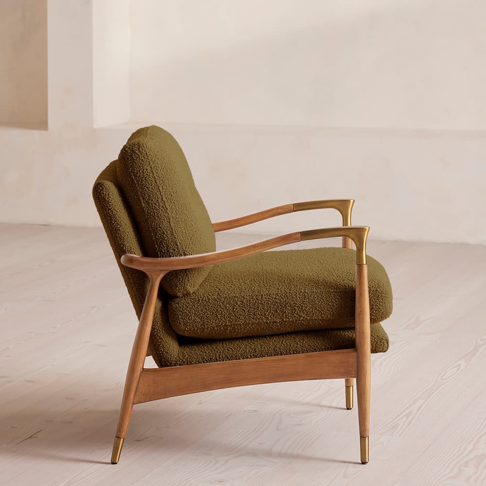 Theodore Oak Armchair - Textured Wool Boucle - Kelp - US - Images - Image 3