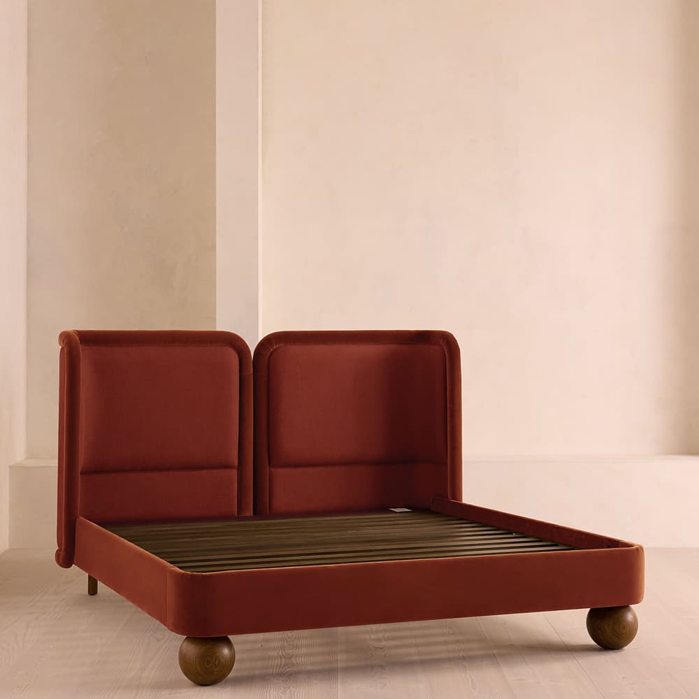 Willem Bed - King - Velvet & Linen - Rust - US - Images - Image 3