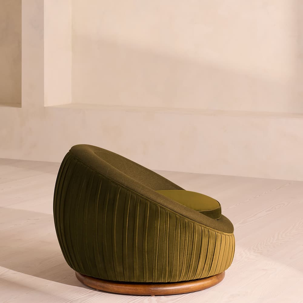 Abel Armchair - Velvet & Linen - Olive - Images - Image 3