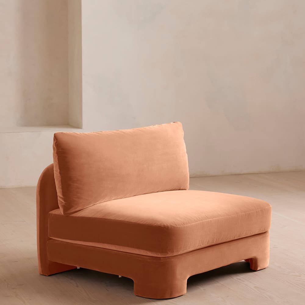 Odell Deeper Sit Sectional Sofa - Armless Module - Antique Rose Velvet - US - Image 2