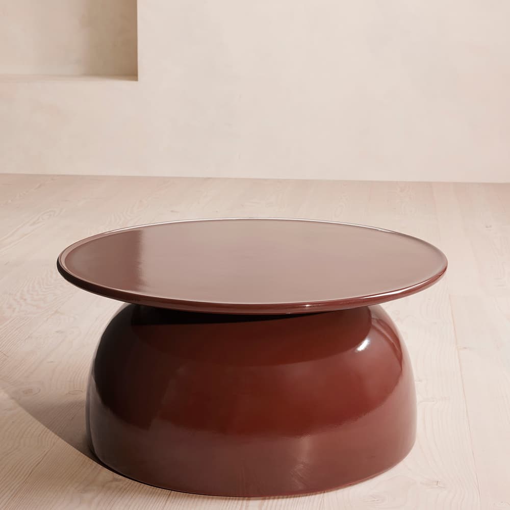 Rina Outdoor Concrete Coffee Table - Maroon - Listing - Image 3
