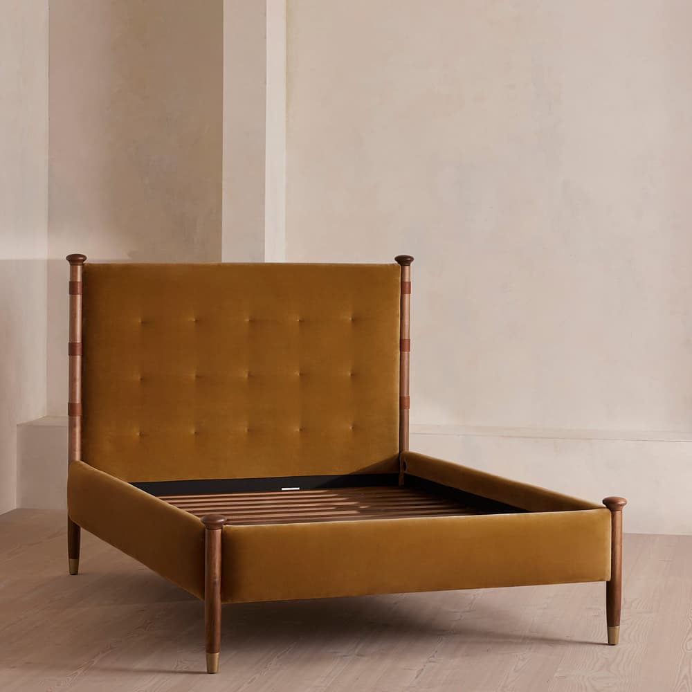 Paolo Bed - Full - Velvet - Mustard - US - Images - Image 3