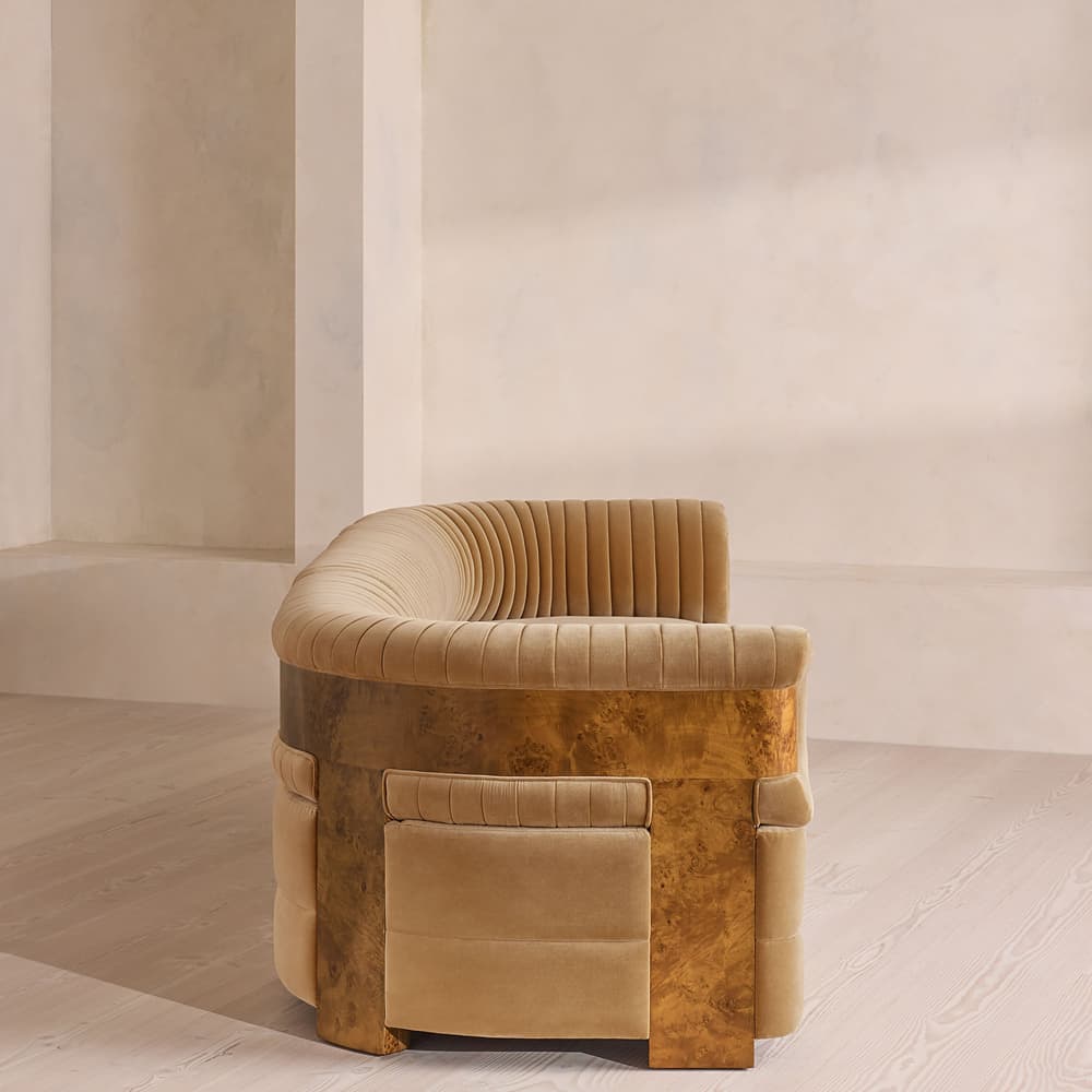 Caleb Modular Four Seater Sofa - Velvet - Camel - Dark Burl - UK - Images - Image 3