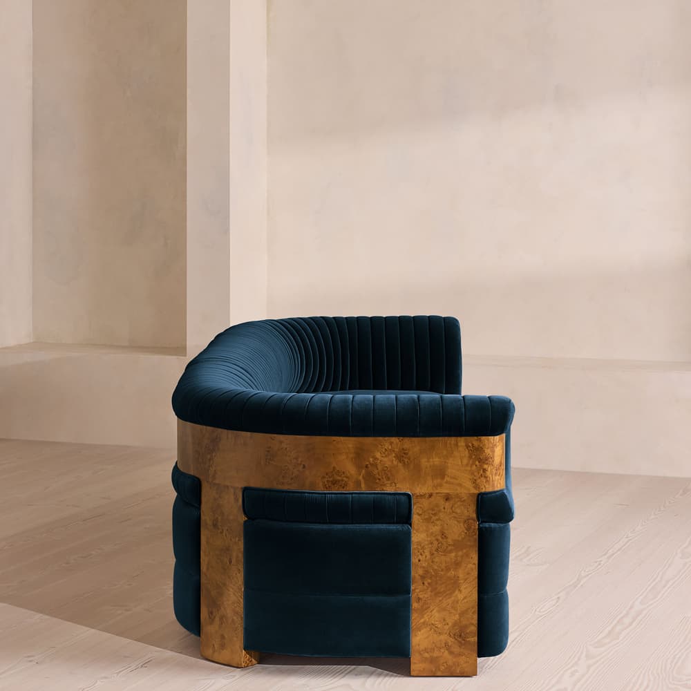 Caleb Modular Four Seater Sofa - Velvet - Royal Blue - Dark Burl - UK - Images - Image 3