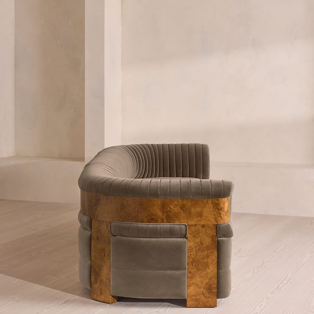 Caleb Modular Four Seater Sofa - Velvet - Taupe - Dark Burl - UK - Images - Image 3