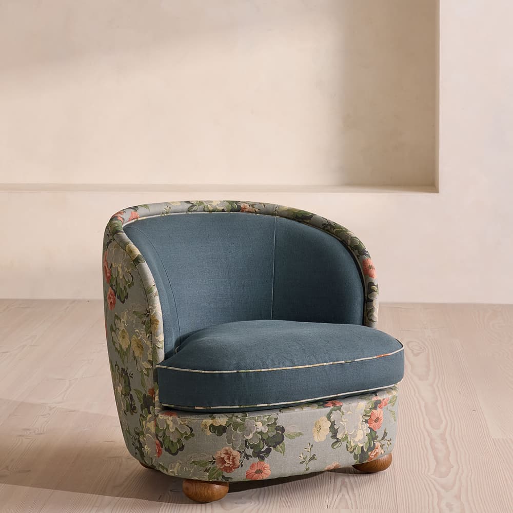 Blair Tub Armchair - Skylar Print - Prussian Blue Linen - US - Listing - Image 3