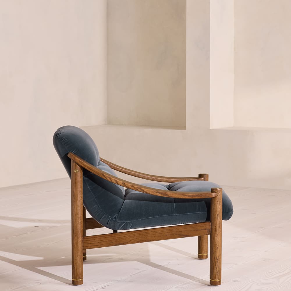 Karine Armchair - Dark Stain - Grey Blue Velvet - UK - Images - Image 3