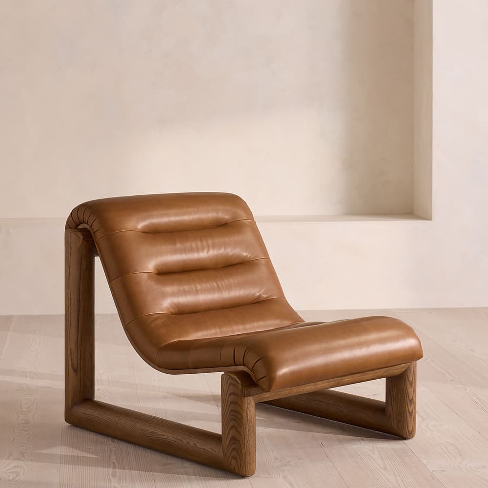 Drew Lounge Chair and Footstool - Leather - Chestnut - US - Listing - Image 3