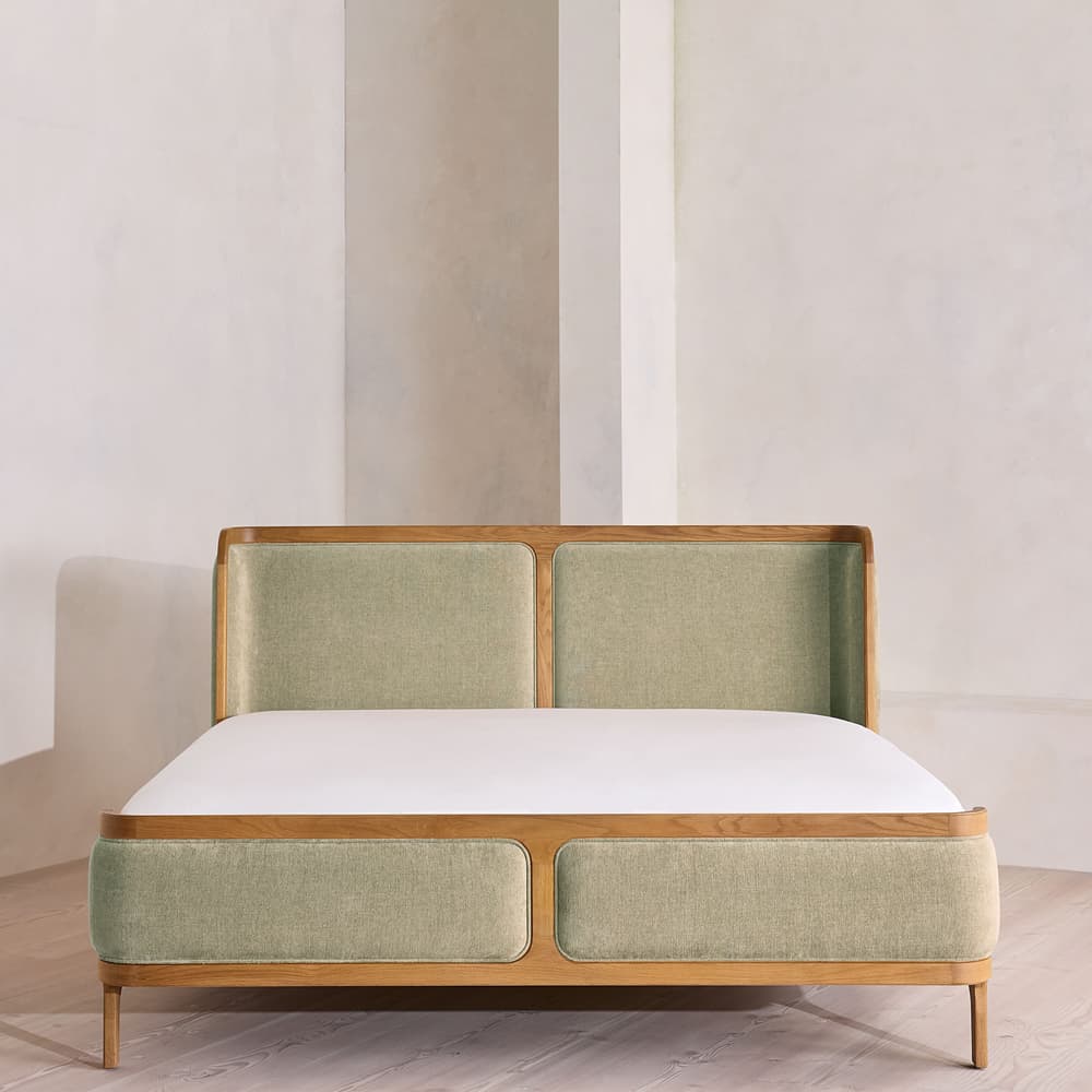 Belsa Bed - Light Wood - King - Linen Chenille - Sage - UK - Listing - Image 3