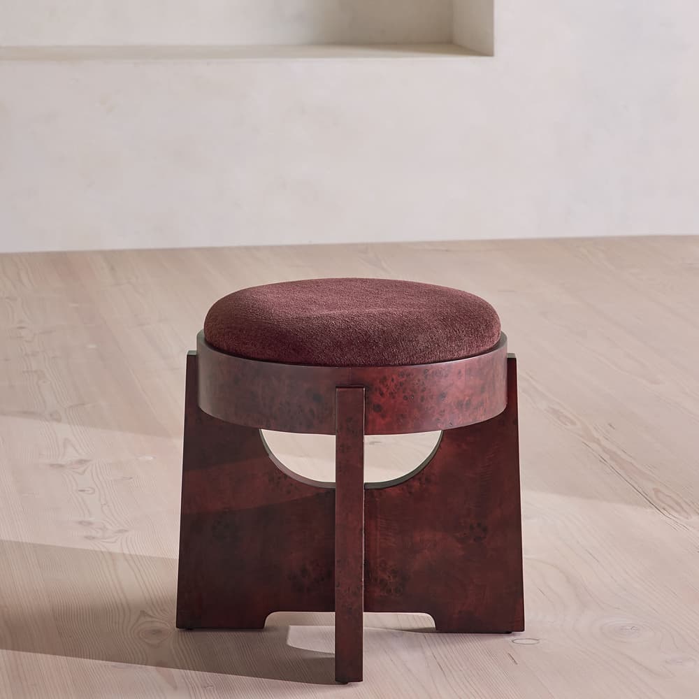 Dalton Burl Footstool - Linen Chenille - Bordeaux - UK - Listing - Image 3