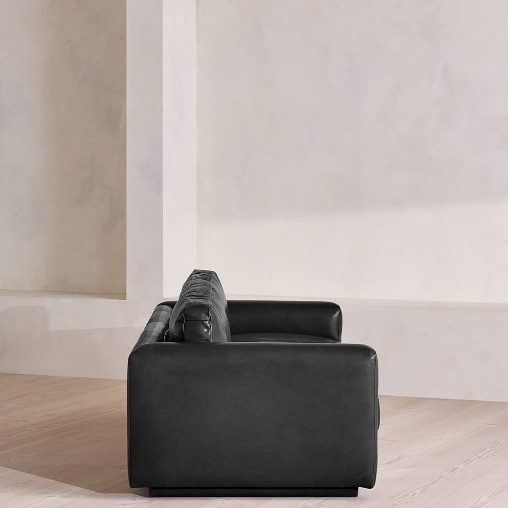 Mossley Three Seater Sofa - Leather - Black - UK - Images - Image 3
