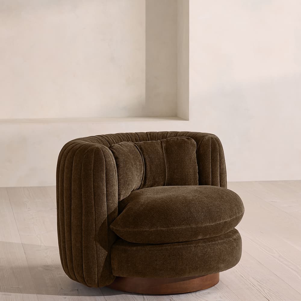 Vivienne Armchair - Linen Chenille - Chocolate - UK - Listing - Image 3