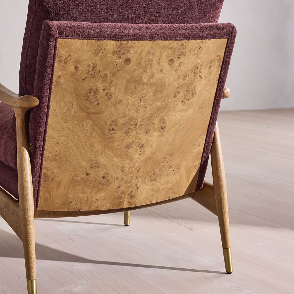 Theodore Burl Armchair - Linen Chenille - Bordeaux - UK - Listing - Image 3