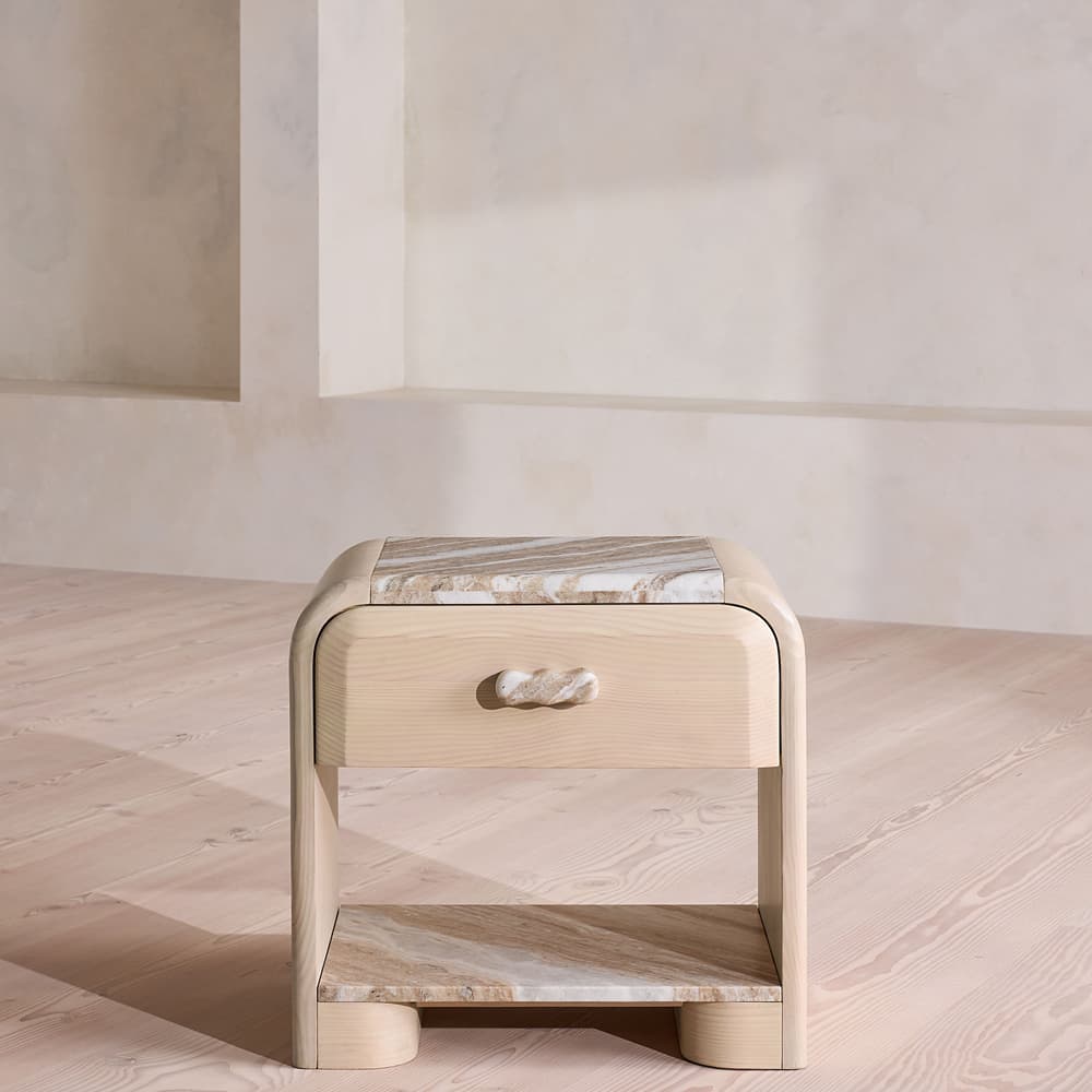 Adria Bedside Table - Terra Bianca Marble - Listing - Image 3