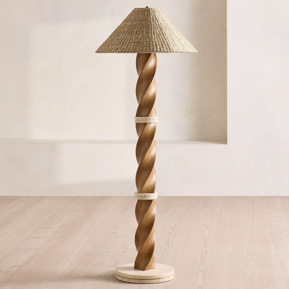 Dario Floor Lamp - Oak & Travertine - US - Listing - Image 3