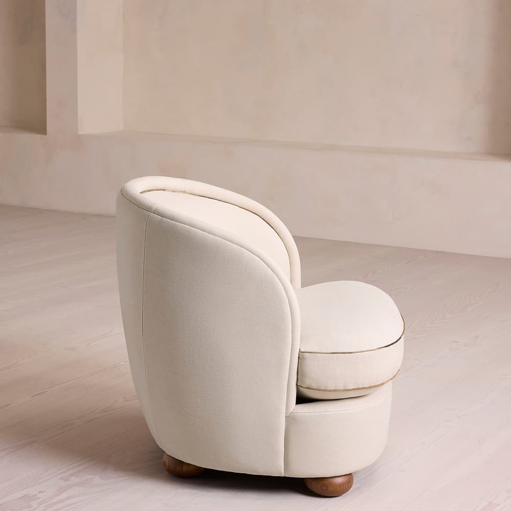 Blair Tub Armchair - Natural Linen - Floral Ikat Trim - US - Images - Image 3