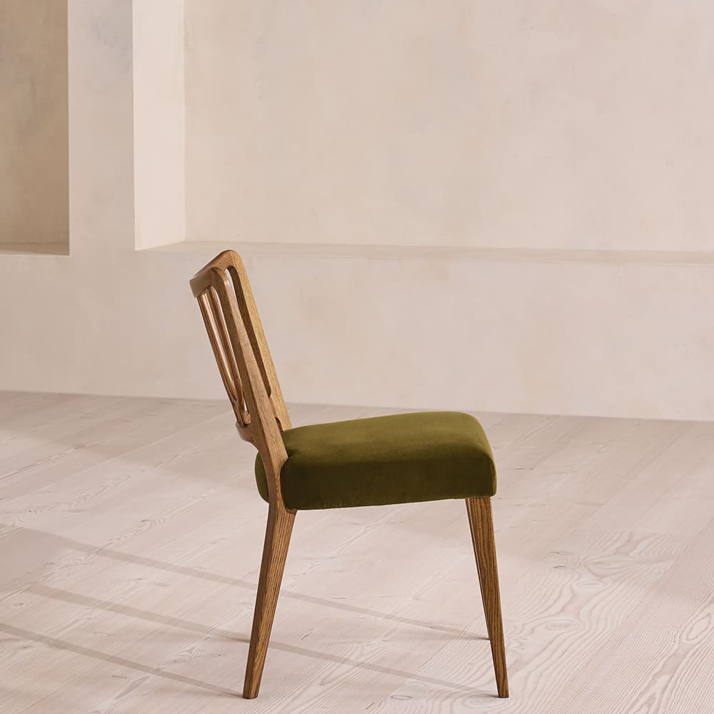 Pair of Leonie Armless Dining Chairs - Velvet - Olive - Images - Image 3