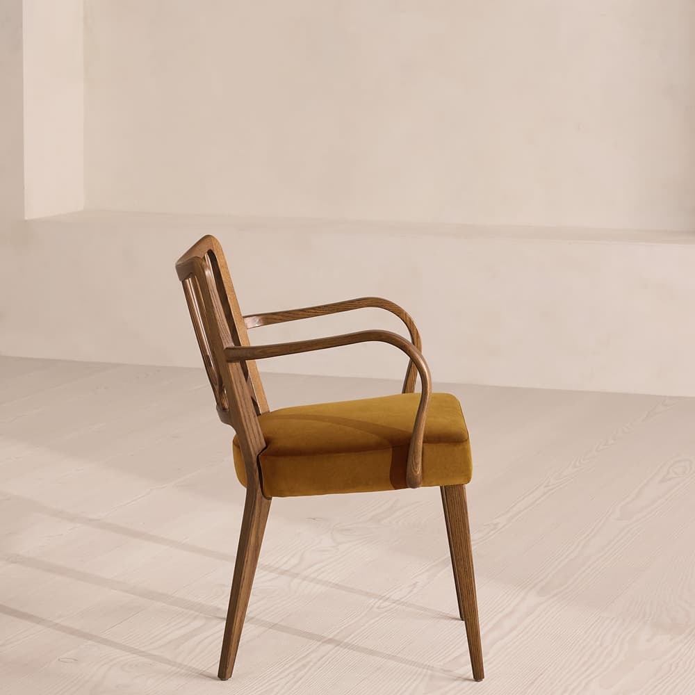 Leonie Armed Dining Chair - Velvet - Mustard - UK - Images - Image 3