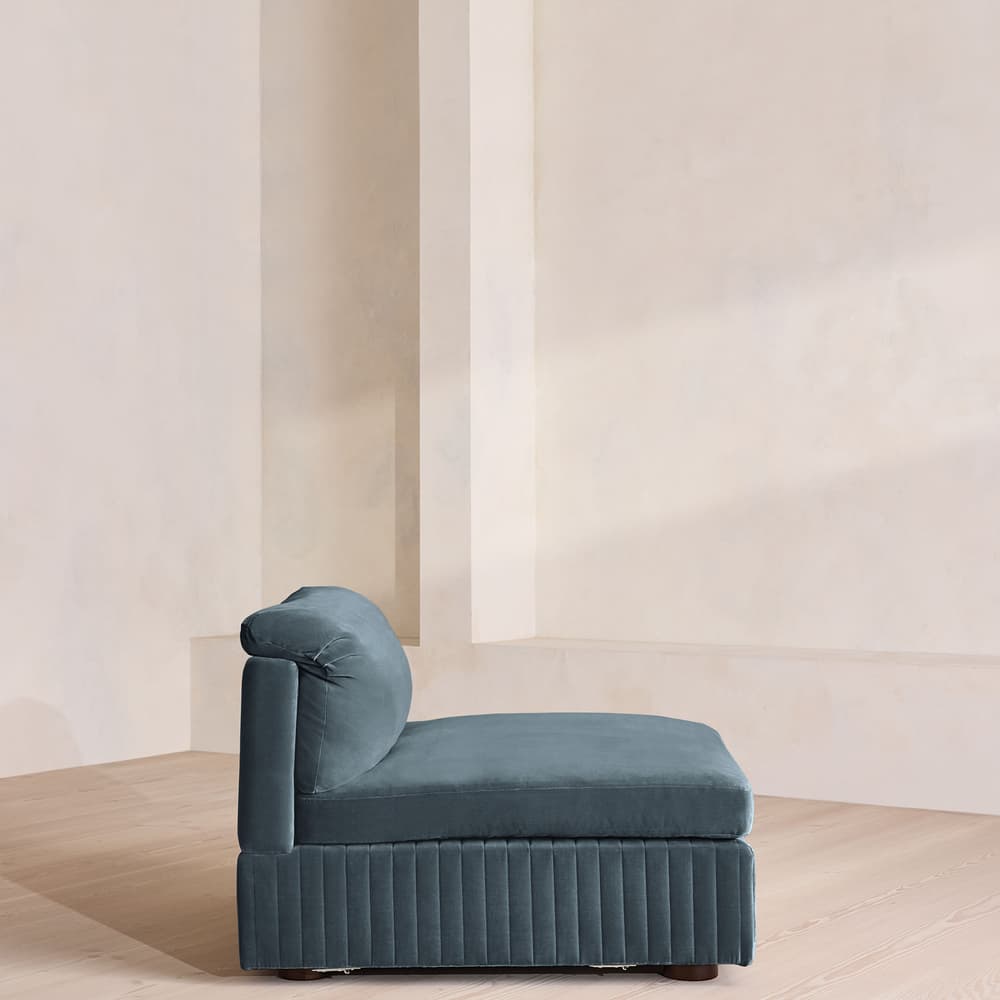 Oona Modular Sofa - Armless Module - Grey Blue Velvet - UK - Image 3
