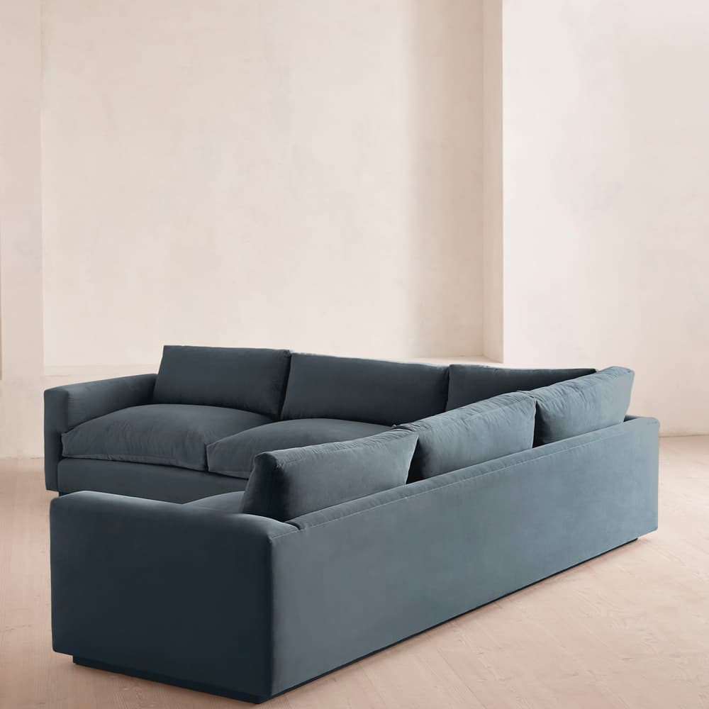 Mossley Corner Sofa - Velvet - Grey Blue - Images - Image 3
