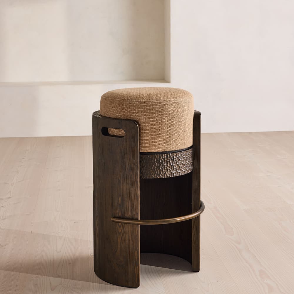 Hollen Barstool - Wool Linen - Almond - UK - Listing - Image 3