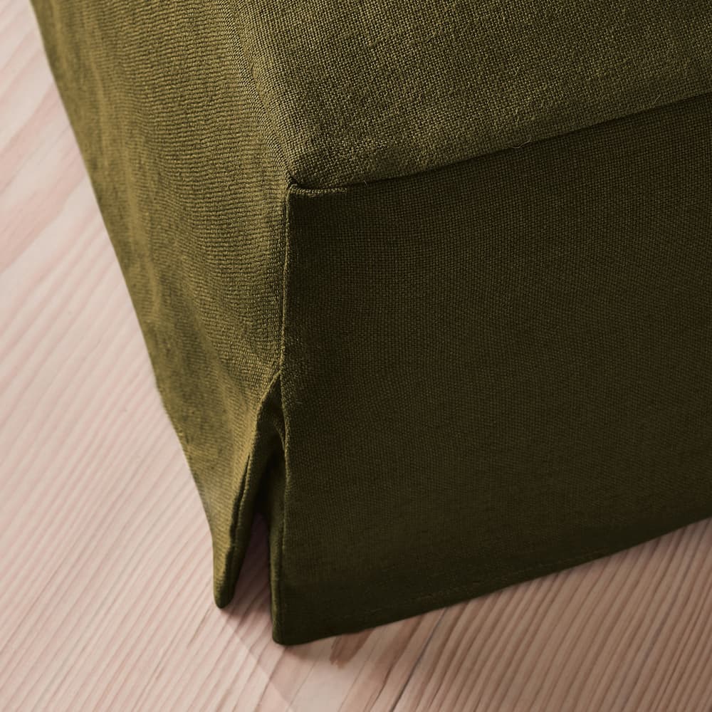 Roma Square Ottoman - Linen - Olive - Images - Image 3