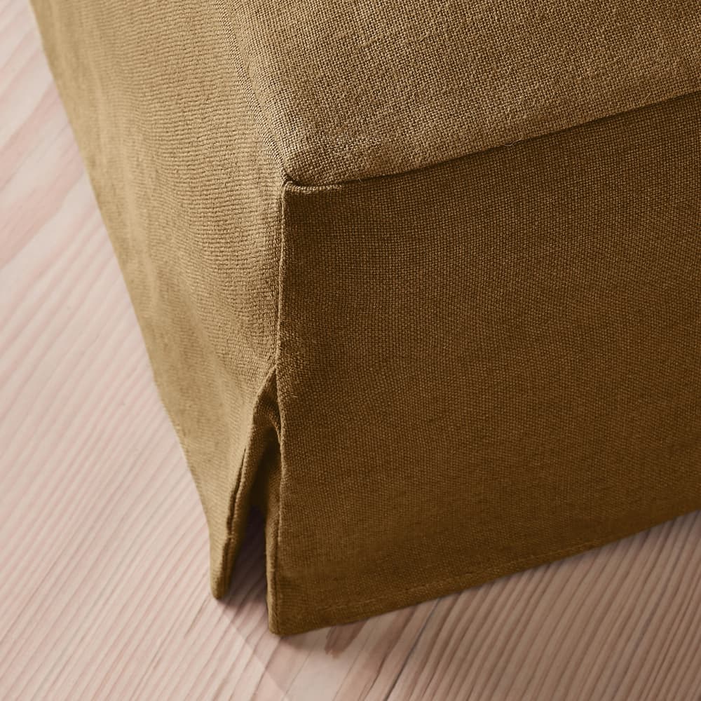 Roma Square Ottoman - Linen - Ochre - US - Images - Image 3