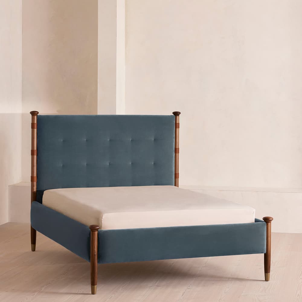 Paolo Bed - Queen - Velvet - Grey Blue - US - Listing - Image 3