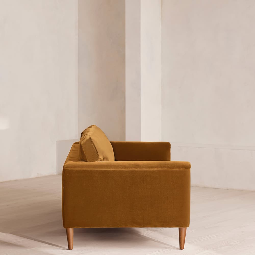 Reya Three Seater Sofa - Velvet - Mustard - Images - Image 3